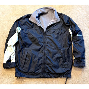 Vintage Ron Jon Reversible Jacket Mens Waterproof Fleece Black Gray Large L